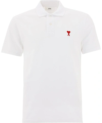 Shop Ami Alexandre Mattiussi "ami De Coeur" Polo Shirt In White