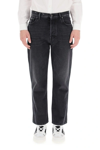 Shop Valentino Straight Jeans With Vlogo Inlay In Nero