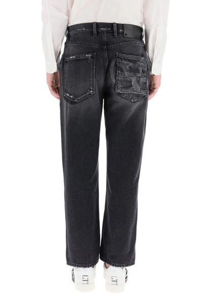 Shop Valentino Straight Jeans With Vlogo Inlay In Nero