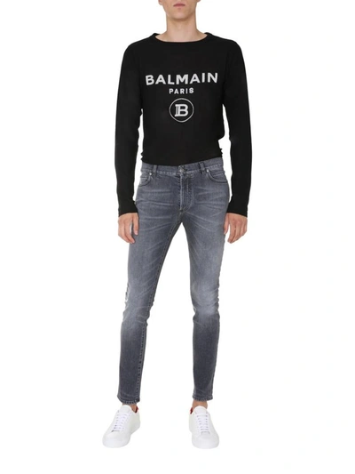 Shop Balmain Long Sleeve T-shirt In Black