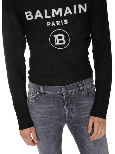 Shop Balmain Long Sleeve T-shirt In Black