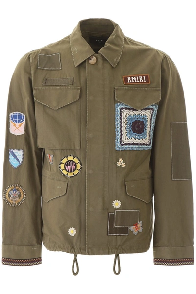 Shop Amiri Parka With Patches And Embroideries In Military Green