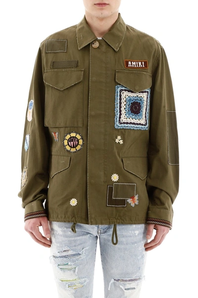 Shop Amiri Parka With Patches And Embroideries In Military Green