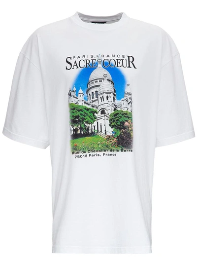 Shop Balenciaga Oversize Cotton T-shirt With Front Print In White