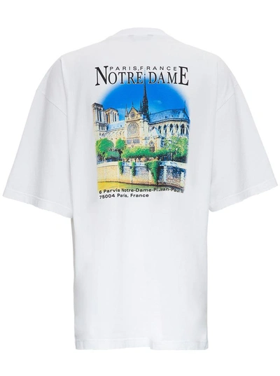 Shop Balenciaga Oversize Cotton T-shirt With Front Print In White