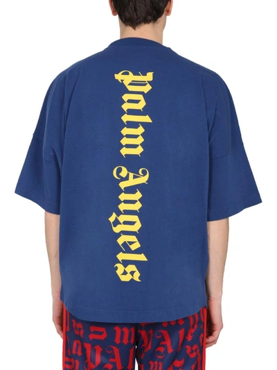 Shop Palm Angels Crew Neck T-shirt In Blue