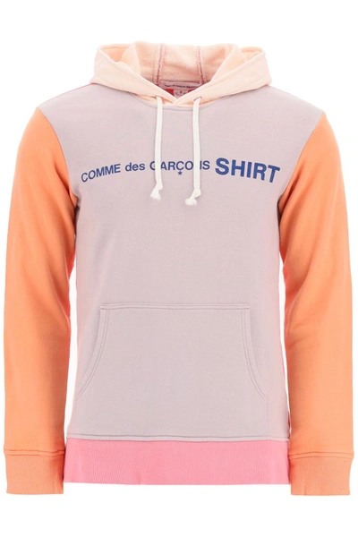 Shop Comme Des Garçons Comme Des Garcons Shirt Logo Sweatshirt With Hood In Orange Pink Multi