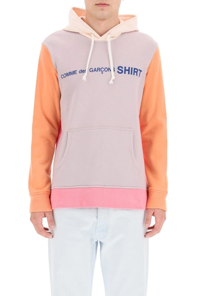 Shop Comme Des Garçons Comme Des Garcons Shirt Logo Sweatshirt With Hood In Orange Pink Multi