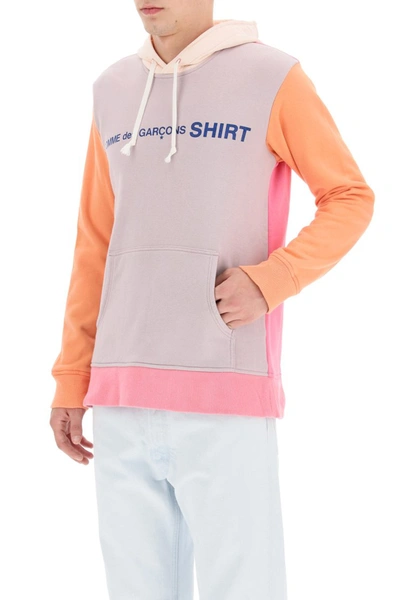 Shop Comme Des Garçons Comme Des Garcons Shirt Logo Sweatshirt With Hood In Orange Pink Multi