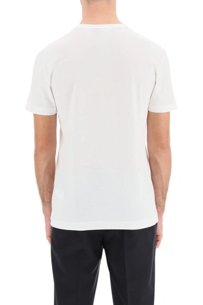 Shop Dolce & Gabbana Cotton T-shirt With Logo Plaque In Bianco Ottico