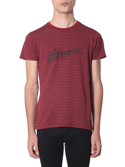 Shop Saint Laurent Round Neck T-shirt In Bordeaux