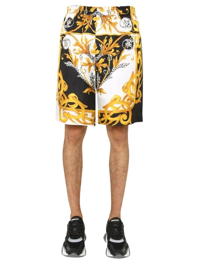 Shop Versace Printed Shorts In White