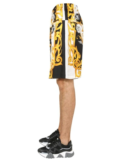 Shop Versace Printed Shorts In White