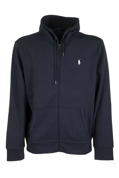 Shop Ralph Lauren Double-knit Hoodie In Aviator Navy