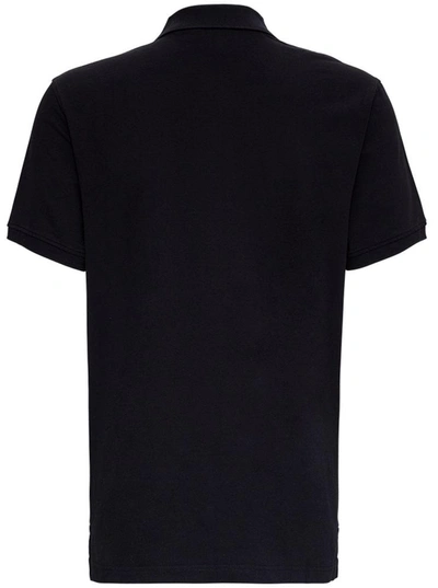 Shop Kenzo Jersey Polo Shirt With Logo Print In Black