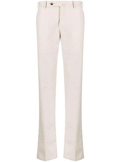 Shop Pt01 Ivory Cotton Tailored Pants In Beige