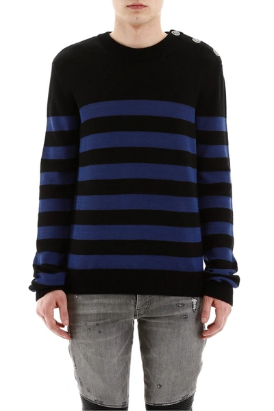 Shop Balmain In Noir Bleu