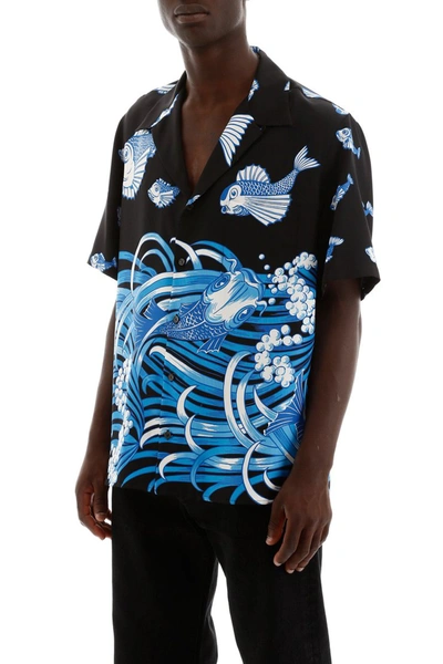 Shop Valentino Printed Bowling Shirt In Stampa Pesci