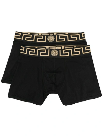 Versace Two-pack Black Greca Border Boxer Briefs | ModeSens