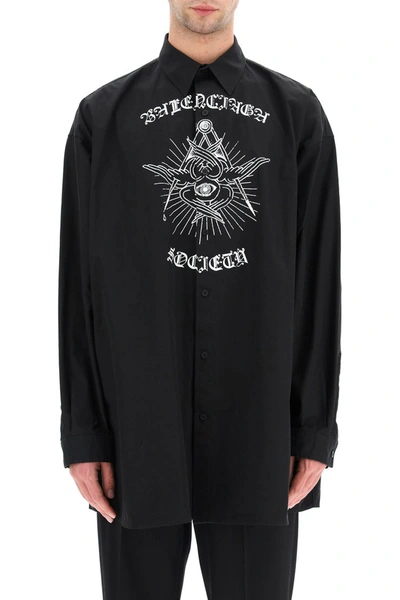 Shop Balenciaga Gothic Shirt In Black