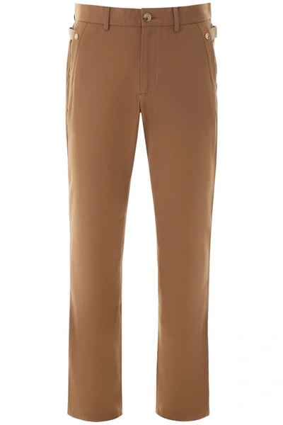 Shop Burberry Cotton Trousers In Warm Walnut