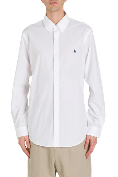 Shop Polo Ralph Lauren Classic Shirt With Embroidered Logo In White