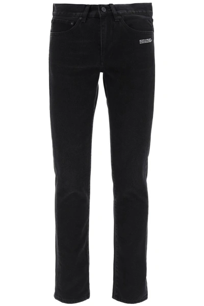 Shop Off-white Slim Jeans Diag Pocket In Black White