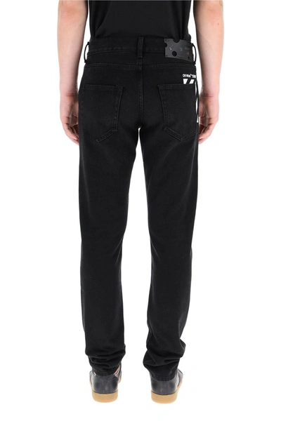 Shop Off-white Slim Jeans Diag Pocket In Black White