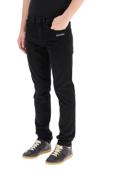Shop Off-white Slim Jeans Diag Pocket In Black White
