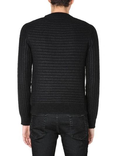 Shop Saint Laurent Crew Neck Sweater In Black