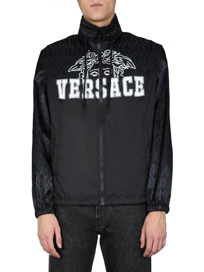 Shop Versace Hooded Jacket In Black