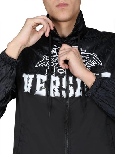 Shop Versace Hooded Jacket In Black