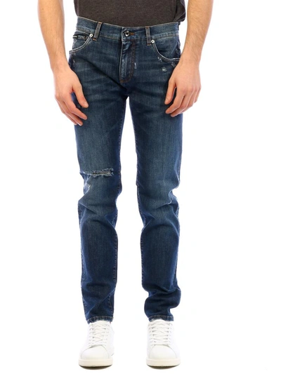 Shop Dolce & Gabbana Skinny Jeans In Blue Denim