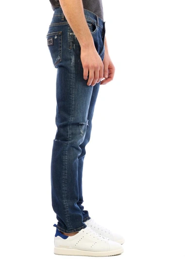 Shop Dolce & Gabbana Skinny Jeans In Blue Denim