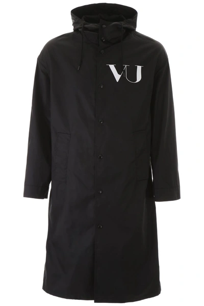 Shop Valentino Undercover Raincoat In Nero Stampa Ufo Vu Malibu Bco