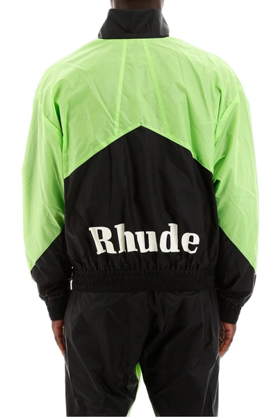 Shop Rhude Bicolor Windbreaker In Neon Green Black