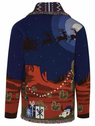 Shop Alanui Blue West Xmas Eve Landscape Cardigan