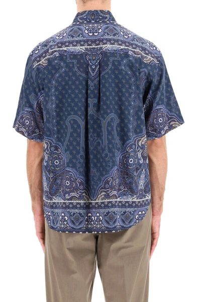 Shop Etro Scarf Print Short-sleeved Shirt In Blue