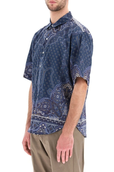 Shop Etro Scarf Print Short-sleeved Shirt In Blue