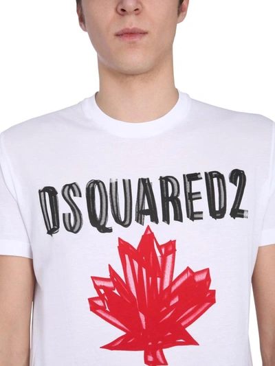 Shop Dsquared2 "maple Leaf" T-shirt In White