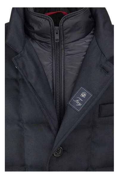 Shop Fay Double Front Down Jacket In Navy