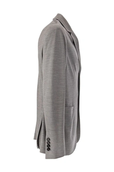 Shop Brunello Cucinelli Wool Piqué Blazer In Light Grey