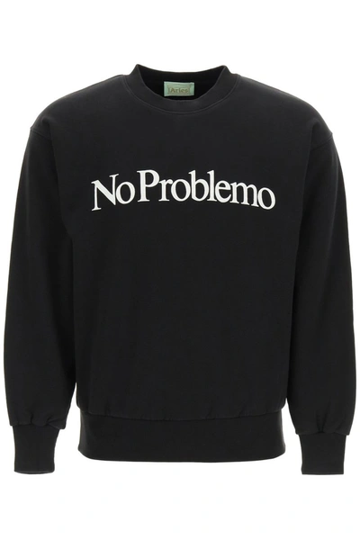 Shop Aries Sweatshirt With No Probemo Print In Black