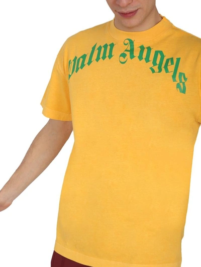 Shop Palm Angels Crew Neck T-shirt In Yellow