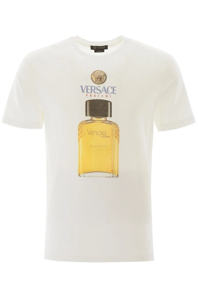 Shop Versace Perfume Print T-shirt In Bianco Lana