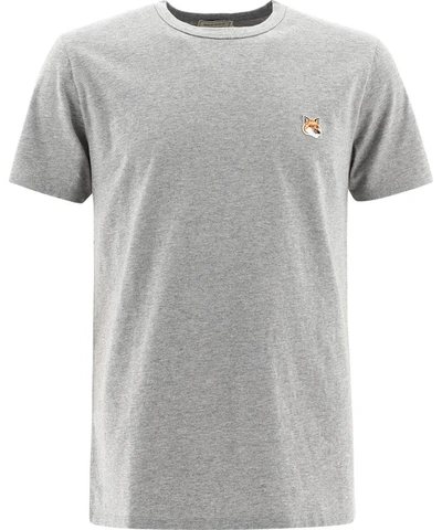 Shop Maison Kitsuné "fox Head" T-shirt In Grey