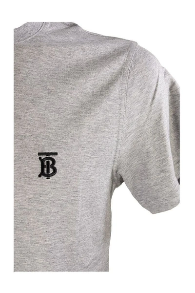 Shop Burberry Parker - Monogram Motif Cotton T-shirt In Pale Grey Melange