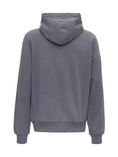 Shop Dolce & Gabbana Zip-up Hoodie With Monogram Patch In Grey