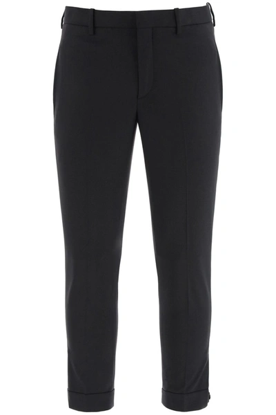 Shop Neil Barrett Techno Wool Trousers In Black