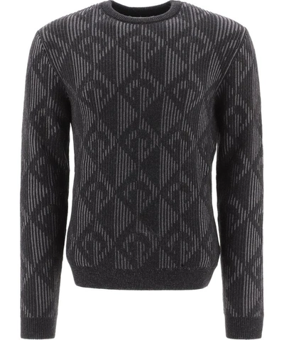 Shop Marine Serre "optical Jacquard Chunky" Sweater In Black  